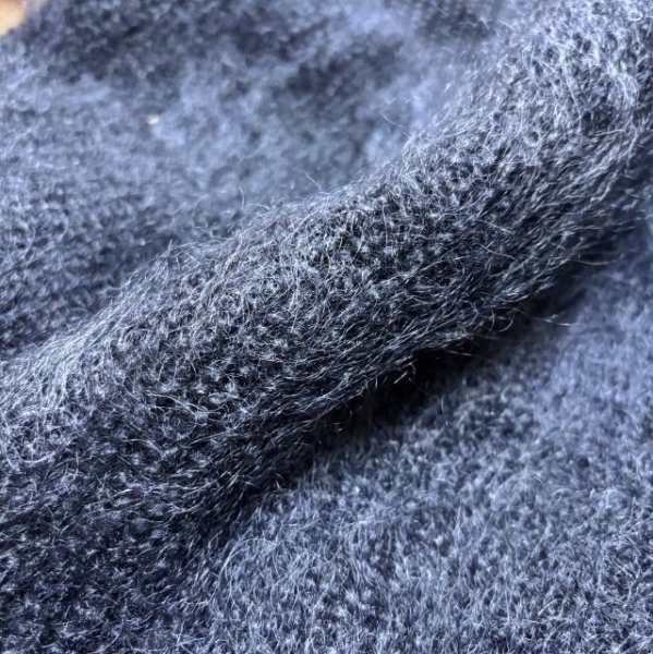 画像8: ワールド　リアルファー襟　高級モヘヤニットコート　ネイビー　F (8)