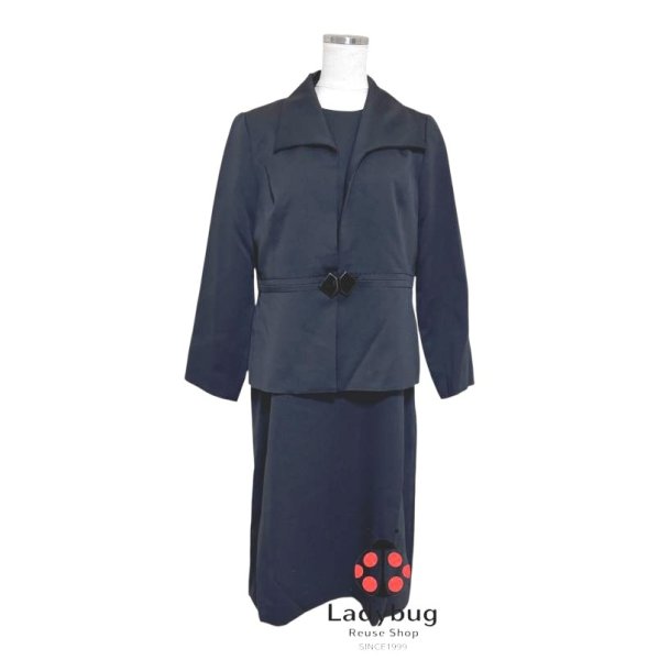 画像1: ブラックフォーマル　ワンピーススーツ　礼服　喪服　ジャケット　半袖ワンピース　15号　夏 (1)