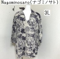 画像1: Nagominosato（ナゴミノサト）大きいサイズ プルオーバー ブラウス 7分袖 和柄 3L 40代 50代