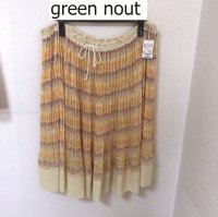 画像1: green nout (グリーンノート) フラワープリント アコーディオンプリーツスカート オレンジ
