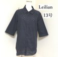 画像1: Leilian（レリアン） レギュラーカラー シャツ ５分袖 アイレットレース 13号 大きいサイズ (1)