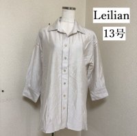 画像1: Leilian（レリアン） レギュラーカラー 7分袖 シャツ 梯子レース 9号
