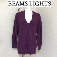 画像1: BEAMS LIGHTS（ビームス ライツ）レディース ニット 長袖 12Gガーターホール ニットプルオーバー えんじ