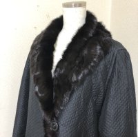 画像2: EMBA エンバ ミンクファー付き キルティングコート 黒 大きいサイズ