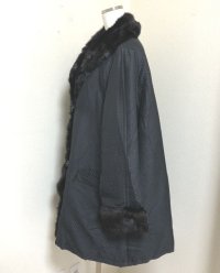 画像3: EMBA エンバ ミンクファー付き キルティングコート 黒 大きいサイズ