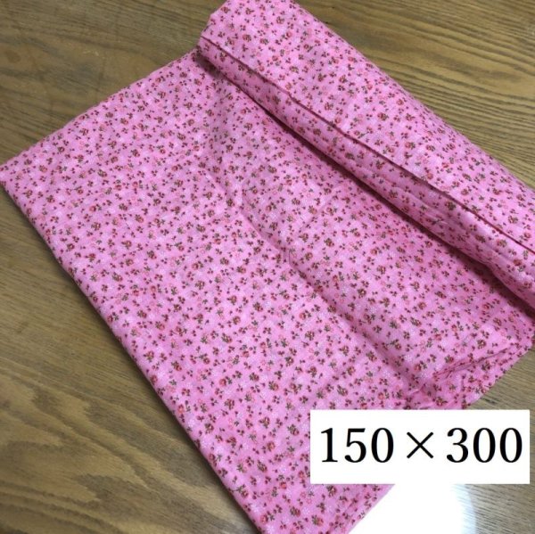 画像1: プリント布地 花柄 フラワープリント コットン 綿 ピンク 幅150×300 (1)