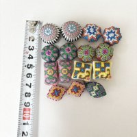 画像2: こぎん刺し　くるみボタン　アクセサリーパーツ　アソートセット　ハンドメイド