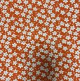 画像1: 北欧　コットン　プリント生地　花柄　フラワープリント　オレンジ　白　110×200 (1)
