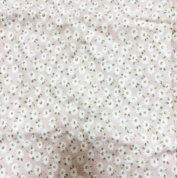 画像1: はぎれ　コットン生地　パステルピンク　レトロ　フラワープリント　花柄　白い花　110×120 (1)