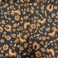画像1: コットン生地　平織り　綿生地　鳥　クジャク　ピーコック　アジアン柄　ブラウン　オレンジ　オックス　114×300 (1)