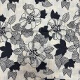 画像1: 浴衣　生地　アイボリー　黒　大きな花柄　透け感あり　106×530 (1)