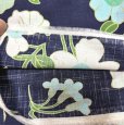 画像3: コットン生地　花柄　大きな花柄　アジアン　ネイビー　ライトグリーン　涼しい　110×400 (3)