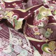 画像4: コットン生地　和風　ながし花模様　浴衣生地　浴衣地　花　ちりめん柄　赤　113*480 (4)