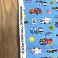 画像3: コスモテキスタイル　オックス　コットン生地　パトカー　救急車　消防車　乗り物プリント　青　110×210 (3)