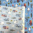 画像5: コスモテキスタイル　オックス　コットン生地　パトカー　救急車　消防車　乗り物プリント　青　110×210 (5)