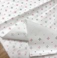 画像4: コットン生地　薄手　白　レトロ　パターン柄　105×200 (4)