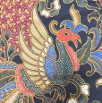 画像3: KESMATEX バティック染め　インドネシア　サロンケバヤ　コットン生地　鳳凰 　ネイビー　レッド　100×226 (3)