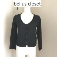 画像1: bellus closet（ベルス クローゼット）ショート丈 サマーニットカーディガン黒