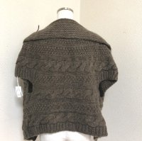 画像3: タグ付き KEITH 大きな襟 アラン編み ニット カーディガン ベスト ダークブラウン