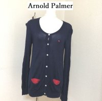 画像1: Arnold Palmer（アーノルド パーマー） レディース ニットカーディガン 薄手 ネイビー ポケット付き