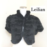 画像1: Leilian（レリアン） レッキスファー ボレロ カーディガン 半袖 フォーマル 黒 ９号