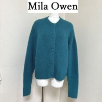 画像1: ミラ オーウェン Mila Owen 　レディース　カーディガン　厚手　Wフェイス　くるみボタン　ブルー