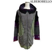 画像1: ALBEROBELLO（アルベロベロ）　フード付き　ニットパーカー　ロング丈　カラフル