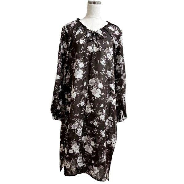 画像2: ensuite　KYO PRINT　レナウン　ロングカーディガン　サマーカーディガン　ダークパープル　フラワープリント　M　 (2)