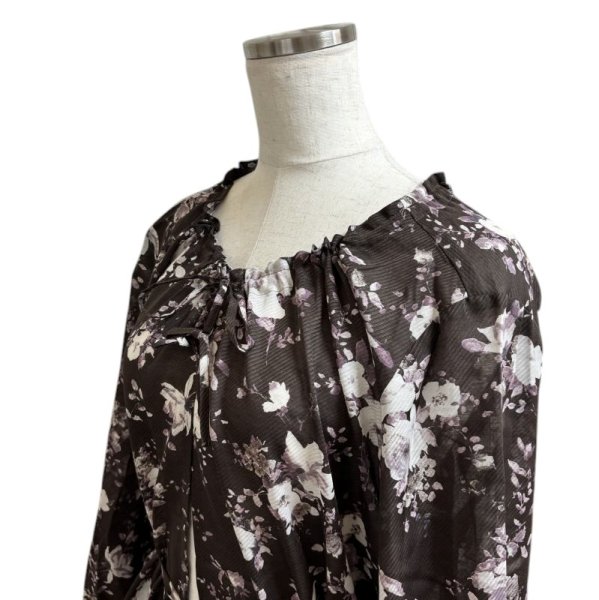 画像3: ensuite　KYO PRINT　レナウン　ロングカーディガン　サマーカーディガン　ダークパープル　フラワープリント　M　 (3)