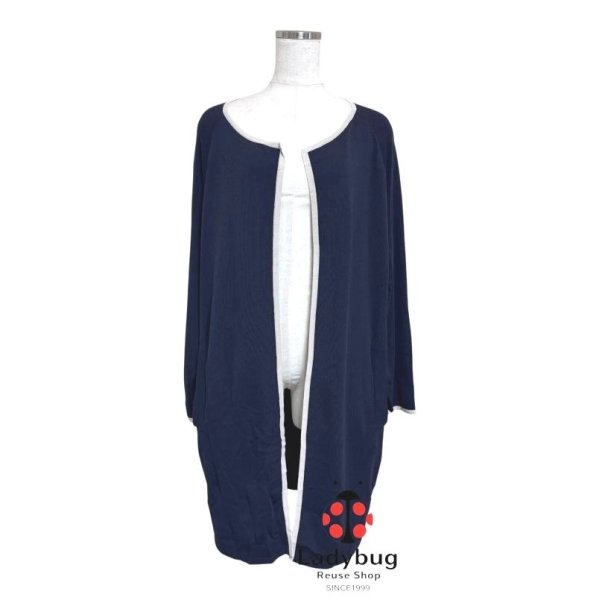 画像1: ALPHA CUBIC レディース ロング ニットカーディガン ボタンレス ネイビー オールシーズン 通勤 きれいめ 羽織り M (1)