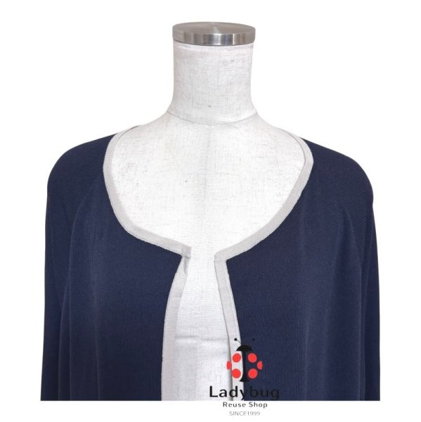 画像2: ALPHA CUBIC レディース ロング ニットカーディガン ボタンレス ネイビー オールシーズン 通勤 きれいめ 羽織り M (2)