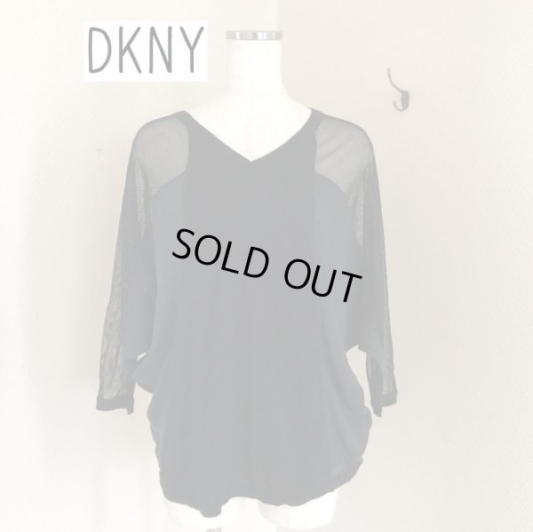 画像1: DKNY レディース サマーニット 半袖 接触冷感 ひんやり 黒 ゆったり (1)
