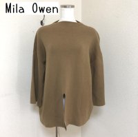 画像1: Mila Owen(ミラオーウェン) レディース ニット 前スリット ボトルネック ニットプルオーバー ブラウン 厚手