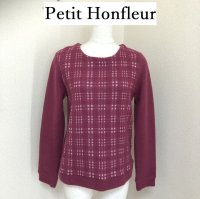 画像1: Petit Honfleur (プチ オンフルール) チェック柄 ニット セーター 長袖 パープルピンク M