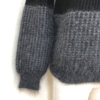 画像2: KETTY アンゴラモヘヤ クルーネック ニット セーター 長袖 黒×グレー