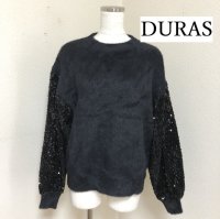 画像1: デュラス（DURAS）レディース ふわふわニット セーター 長袖 スパンコール×シャギーニット