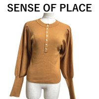 画像1: SENSE OF PLACE　レディース　ニット　長袖セーター　リブニット　マトンスリーブ　オレンジ