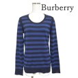 画像1: Burberry　バーバリー　レディース　ボーダーニット　カシミヤブレンド　長袖セーター　青　黒　M (1)
