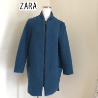 画像1: ZARA（ザラ）BASIC ジップアップコート ブルーS