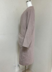 画像2: ポケットファー　ノーカラー　ロングコート　シャギーウール　ピンク
