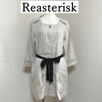 画像1: リーアスタリスク　Reasterisk　レディース　リネン　ノーカラージャケット　フリル付き　F　ベージュ