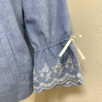 画像2: axes femme　ライトアウター　スカラップ　刺繍袖　ジップアップブルゾン　ブルーM  レディース アウター