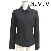 画像1: a.v.v（アーベーベー）レディース　ブラックフォーマル　ペプラム　ジャケット　36号　礼服　喪服