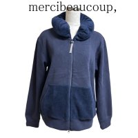 画像1: mercibeaucoup, メルシーボークー　レディース　裏起毛　ジップアップ　ブルゾン　紺