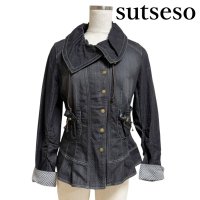 画像1: sutseso（スチェッソ）　フェミニン　ブラウス風ジャケット　ブラックデニム　40号