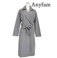 画像1: Anyfam　組曲　エニィファム　レディース　トレンチコート　グレンチェック　グレー　スプリングコート　秋コート (1)