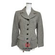 画像1: I-NOBEL　レディース　テーラードジャケット　ヘリンボーン　清楚　グレー　38号 (1)