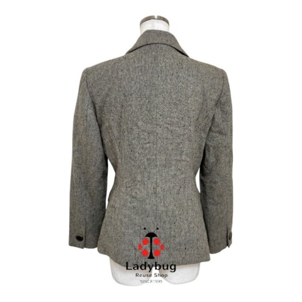 画像2: I-NOBEL　レディース　テーラードジャケット　ヘリンボーン　清楚　グレー　38号 (2)