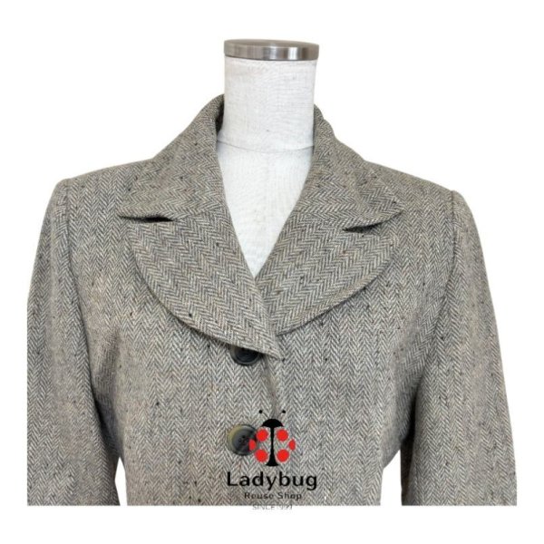 画像4: I-NOBEL　レディース　テーラードジャケット　ヘリンボーン　清楚　グレー　38号 (4)
