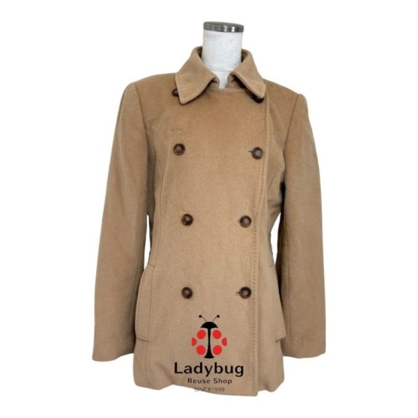 画像1: 古着　レディース　ビーバーコート　ダブルブレスト　アンゴラブレンド　ベージュ　M (1)